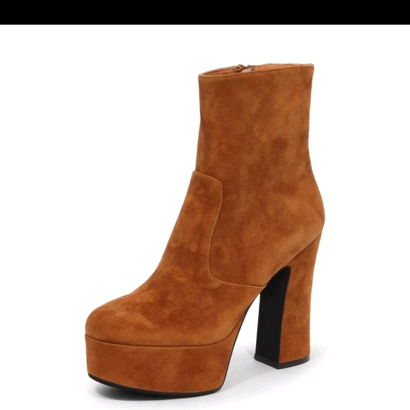 Jeffrey Campbell Brown Suede High Heeled Boots Brat-z Suede Platform Size 9 - Picture 3 of 5